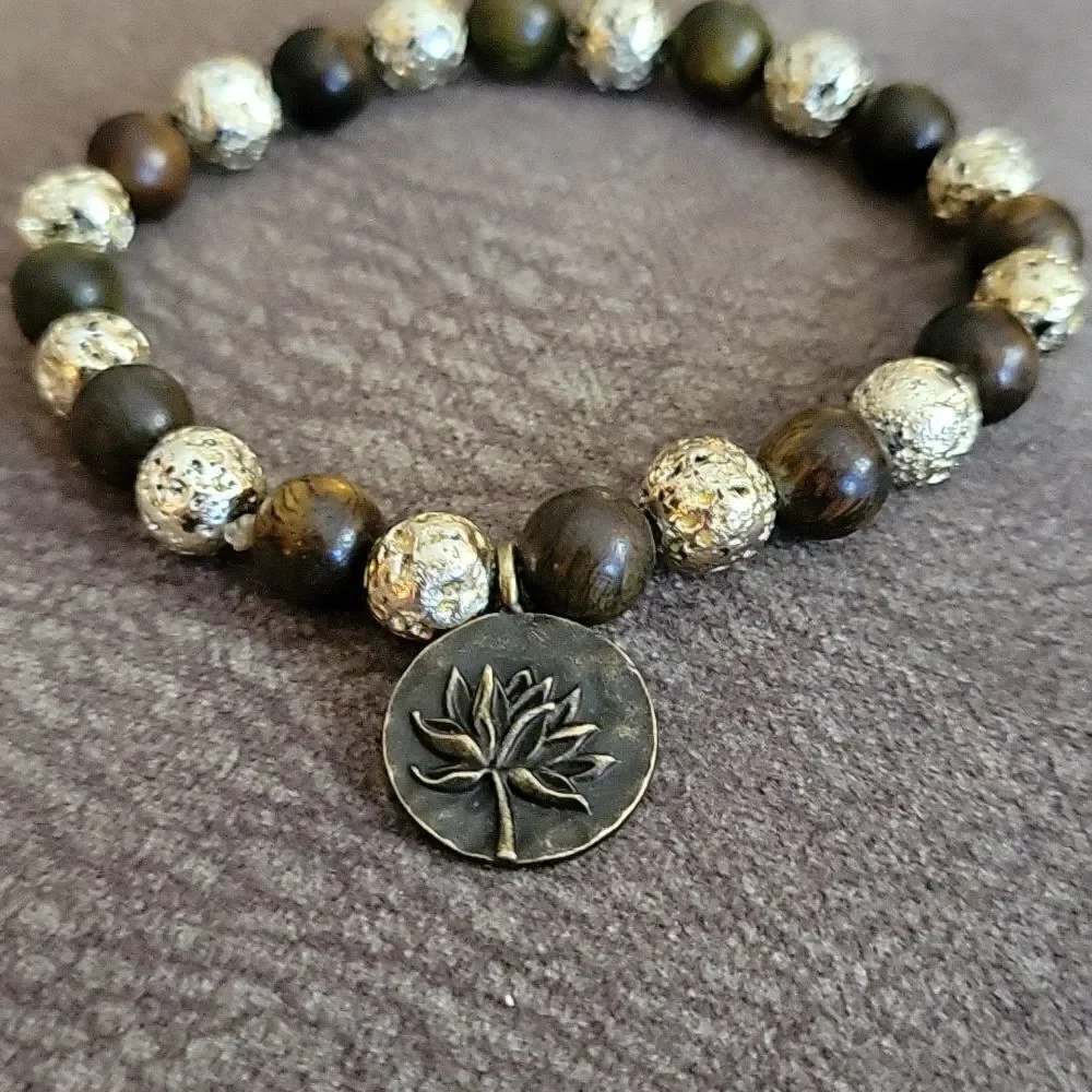 3/$30 Rosewood Lava Beaded Unisex Essential Oil Diffuser Stretch Bracelet